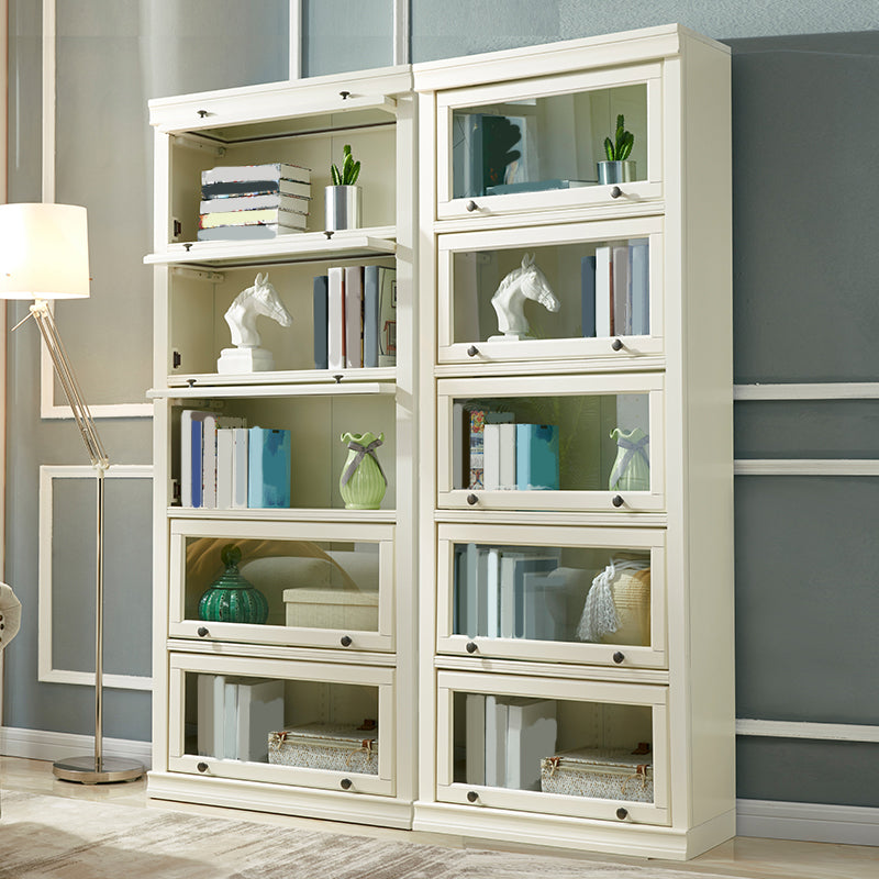 Contemporary Wooden Bookshelf White Standard Shelf Bookcase for Home Office