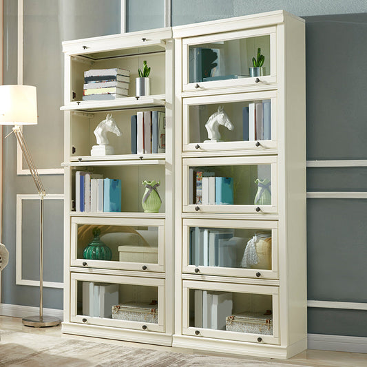 Contemporary Wooden Bookshelf White Standard Shelf Bookcase for Home Office