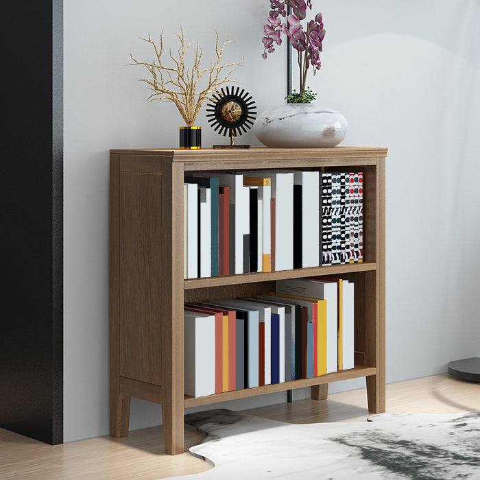 Contemporary Standard Bookcase Closed Back Wooden Bookshelf with Shelves 28.3"L x 12.6"W x 33.9"H Light Walnut Drawer Not Included Clearhalo 'Bookcases' 'furn' 'furn_bookcases' 'Furniture' 'Office Furniture' 6537334
