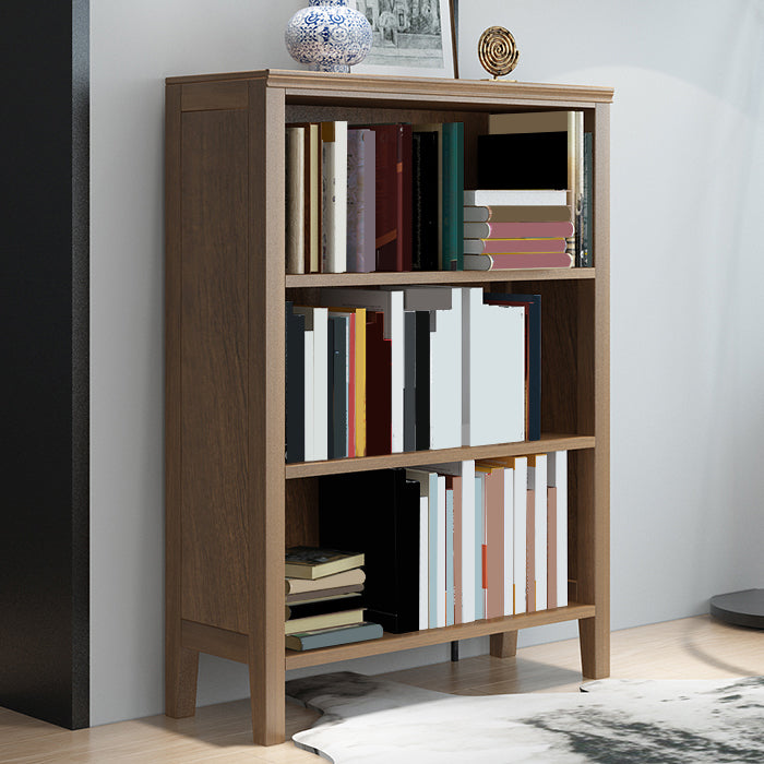 Contemporary Standard Bookcase Closed Back Wooden Bookshelf with Shelves 28.3"L x 12.6"W x 46.1"H Light Walnut Drawer Not Included Clearhalo 'Bookcases' 'furn' 'furn_bookcases' 'Furniture' 'Office Furniture' 6537336