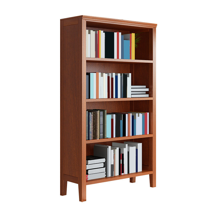 Contemporary Standard Bookcase Closed Back Wooden Bookshelf with Shelves 28.3"L x 12.6"W x 58.3"H Medium Wood Drawer Not Included Clearhalo 'Bookcases' 'furn' 'furn_bookcases' 'Furniture' 'Office Furniture' 6537350