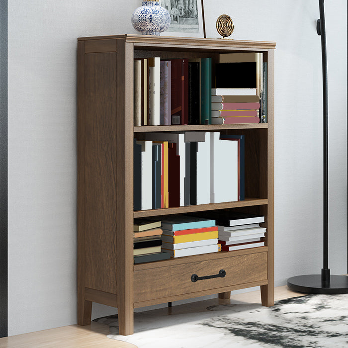 Contemporary Standard Bookcase Closed Back Wooden Bookshelf with Shelves 28.3"L x 12.6"W x 46.1"H Light Walnut 1 Clearhalo 'Bookcases' 'furn' 'furn_bookcases' 'Furniture' 'Office Furniture' 6537354