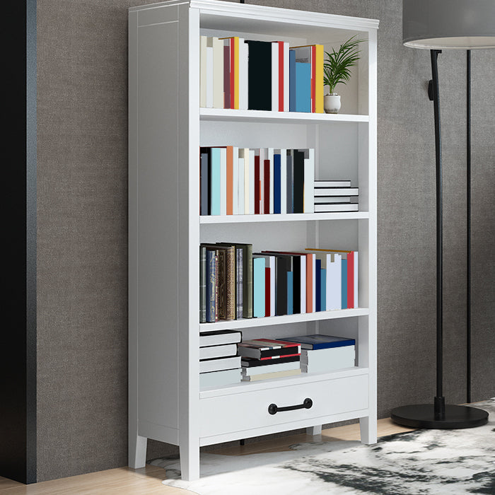 Contemporary Standard Bookcase Closed Back Wooden Bookshelf with Shelves 28.3"L x 12.6"W x 58.3"H White 1 Clearhalo 'Bookcases' 'furn' 'furn_bookcases' 'Furniture' 'Office Furniture' 6537361