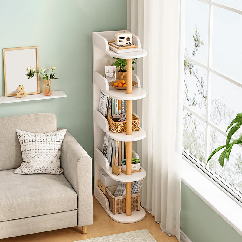 Engineered Wood Bookcase Standard Contemporary Bookshelf with Shelves 19"L x 9"W x 53"H Off-White Clearhalo 'Bookcases' 'furn' 'furn_bookcases' 'Furniture' 'Office Furniture' 6537425