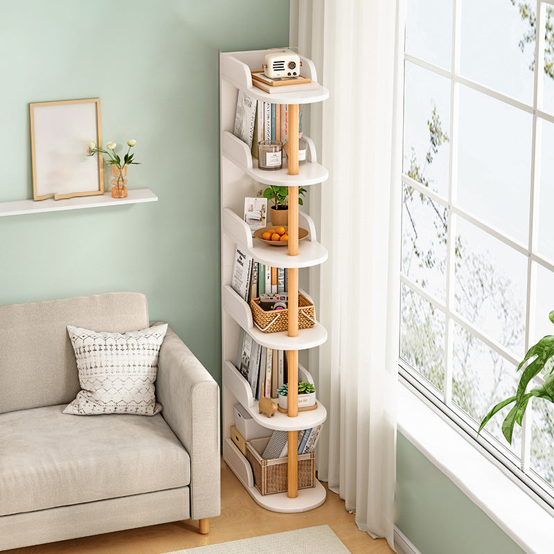 Engineered Wood Bookcase Standard Contemporary Bookshelf with Shelves 19"L x 9"W x 65"H Off-White Clearhalo 'Bookcases' 'furn' 'furn_bookcases' 'Furniture' 'Office Furniture' 6537429