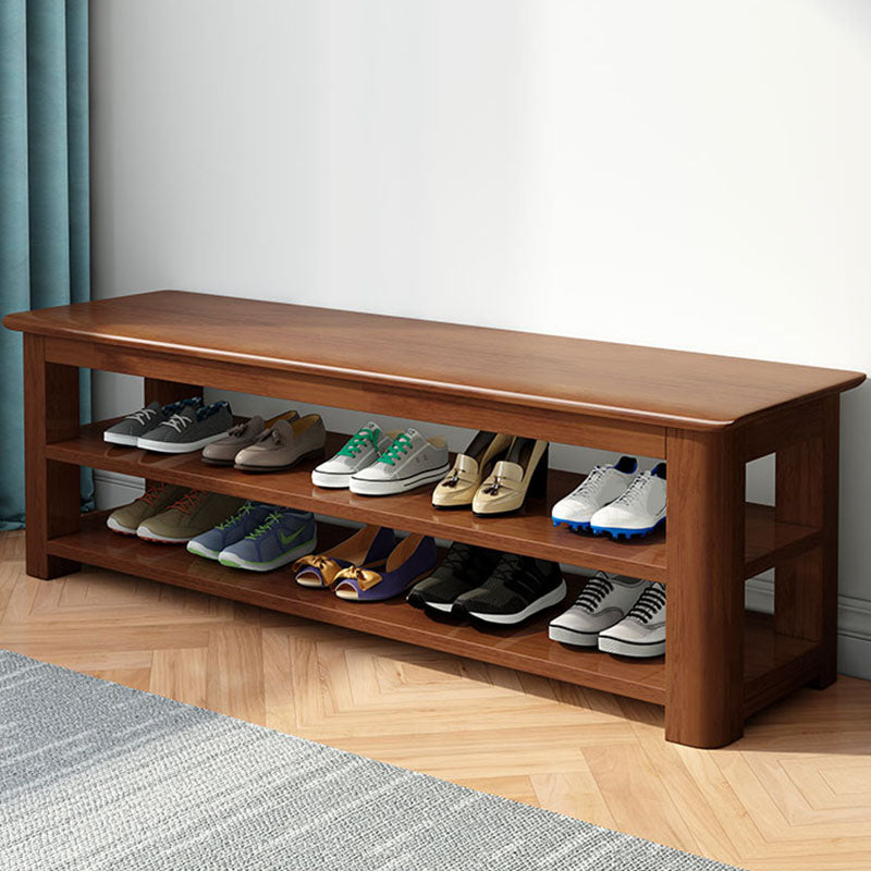 Banca moderna della metà del secolo Banca in legno di gomma Punta per le scarpe a colori solidi