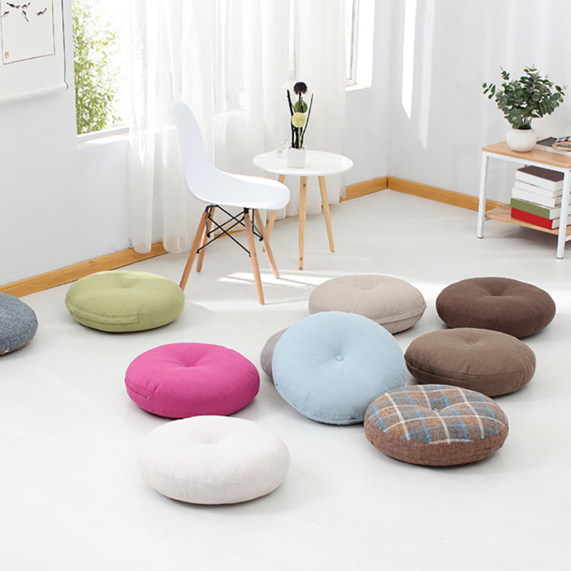 Modern Pouf Ottoman Cotton Upholstered Tufted Tear Resistant Round Ottoman Clearhalo 'furn' 'furn_ottomans_poufs' 'Furniture' 'Living Room Furniture' 'Ottomans & Poufs' 'ottomans_poufs' 6537856