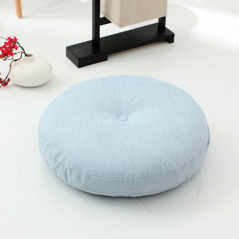 Modern Pouf Ottoman Cotton Upholstered Tufted Tear Resistant Round Ottoman Light Blue 1 Piece Clearhalo 'furn' 'furn_ottomans_poufs' 'Furniture' 'Living Room Furniture' 'Ottomans & Poufs' 'ottomans_poufs' 6537867