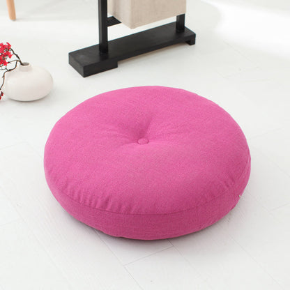 Modern Pouf Ottoman Cotton Upholstered Tufted Tear Resistant Round Ottoman Rose Red 1 Piece Clearhalo 'furn' 'furn_ottomans_poufs' 'Furniture' 'Living Room Furniture' 'Ottomans & Poufs' 'ottomans_poufs' 6537872
