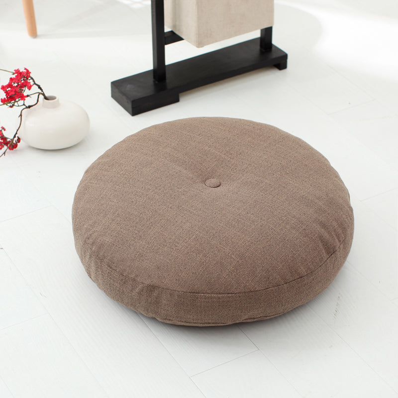 Modern Pouf Ottoman Cotton Upholstered Tufted Tear Resistant Round Ottoman Khaki 1 Piece Clearhalo 'furn' 'furn_ottomans_poufs' 'Furniture' 'Living Room Furniture' 'Ottomans & Poufs' 'ottomans_poufs' 6537884