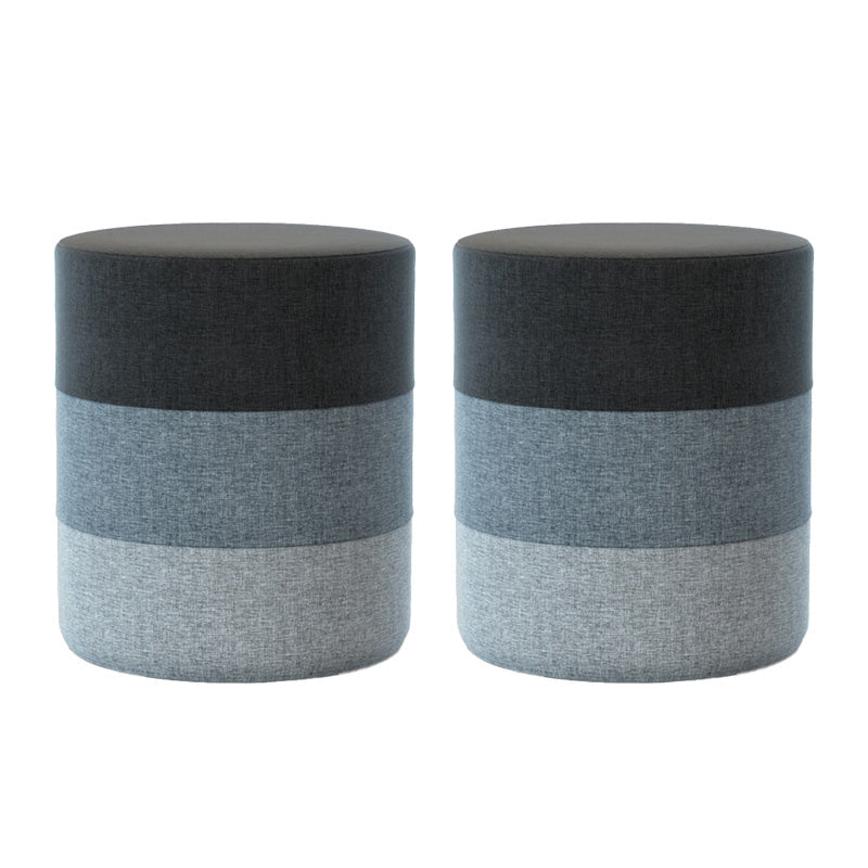 Color Panel Ottoman Removable and Washable Slipcover Modern Cotton Linen Ottoman Grey Round 2 Piece Set Clearhalo 'furn' 'furn_ottomans_poufs' 'Furniture' 'Living Room Furniture' 'Ottomans & Poufs' 'ottomans_poufs' 6537895