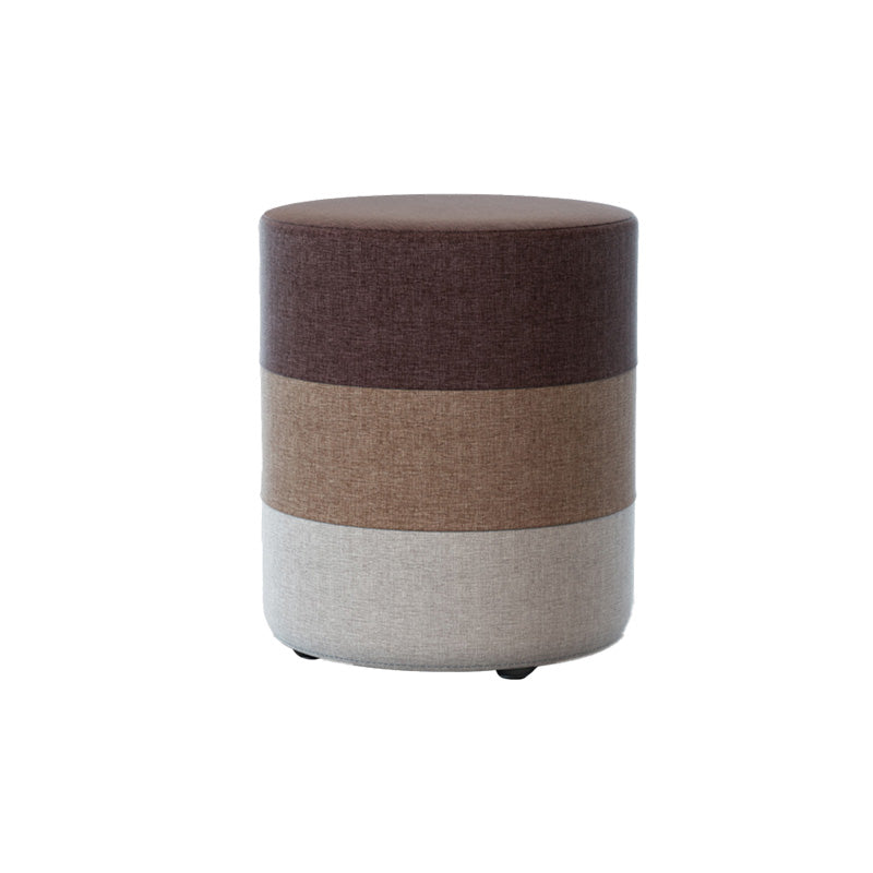 Color Panel Ottoman Removable and Washable Slipcover Modern Cotton Linen Ottoman Brown Round 1 Piece Clearhalo 'furn' 'furn_ottomans_poufs' 'Furniture' 'Living Room Furniture' 'Ottomans & Poufs' 'ottomans_poufs' 6537904