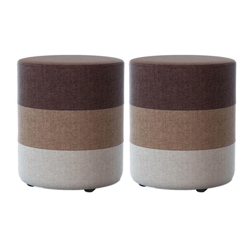 Color Panel Ottoman Removable and Washable Slipcover Modern Cotton Linen Ottoman Brown Round 2 Piece Set Clearhalo 'furn' 'furn_ottomans_poufs' 'Furniture' 'Living Room Furniture' 'Ottomans & Poufs' 'ottomans_poufs' 6537906