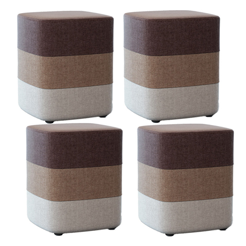 Color Panel Ottoman Removable and Washable Slipcover Modern Cotton Linen Ottoman Brown Square 4 Piece Set Clearhalo 'furn' 'furn_ottomans_poufs' 'Furniture' 'Living Room Furniture' 'Ottomans & Poufs' 'ottomans_poufs' 6537910