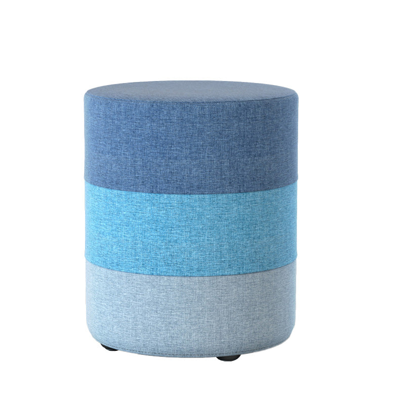 Color Panel Ottoman Removable and Washable Slipcover Modern Cotton Linen Ottoman Blue Round 1 Piece Clearhalo 'furn' 'furn_ottomans_poufs' 'Furniture' 'Living Room Furniture' 'Ottomans & Poufs' 'ottomans_poufs' 6537911
