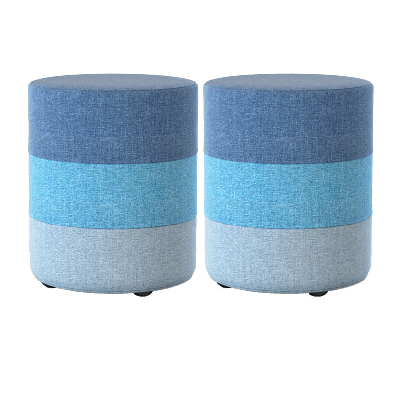 Color Panel Ottoman Removable and Washable Slipcover Modern Cotton Linen Ottoman Blue Round 2 Piece Set Clearhalo 'furn' 'furn_ottomans_poufs' 'Furniture' 'Living Room Furniture' 'Ottomans & Poufs' 'ottomans_poufs' 6537912