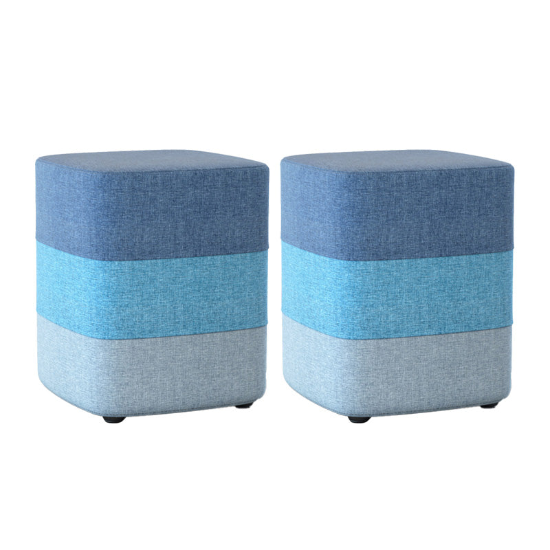 Color Panel Ottoman Removable and Washable Slipcover Modern Cotton Linen Ottoman Blue Square 2 Piece Set Clearhalo 'furn' 'furn_ottomans_poufs' 'Furniture' 'Living Room Furniture' 'Ottomans & Poufs' 'ottomans_poufs' 6537915