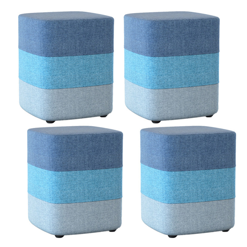 Color Panel Ottoman Removable and Washable Slipcover Modern Cotton Linen Ottoman Blue Square 4 Piece Set Clearhalo 'furn' 'furn_ottomans_poufs' 'Furniture' 'Living Room Furniture' 'Ottomans & Poufs' 'ottomans_poufs' 6537916