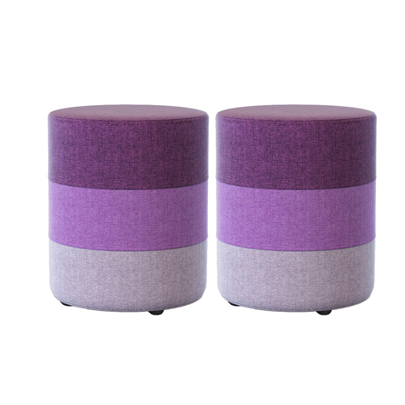 Color Panel Ottoman Removable and Washable Slipcover Modern Cotton Linen Ottoman Purple Round 2 Piece Set Clearhalo 'furn' 'furn_ottomans_poufs' 'Furniture' 'Living Room Furniture' 'Ottomans & Poufs' 'ottomans_poufs' 6537918