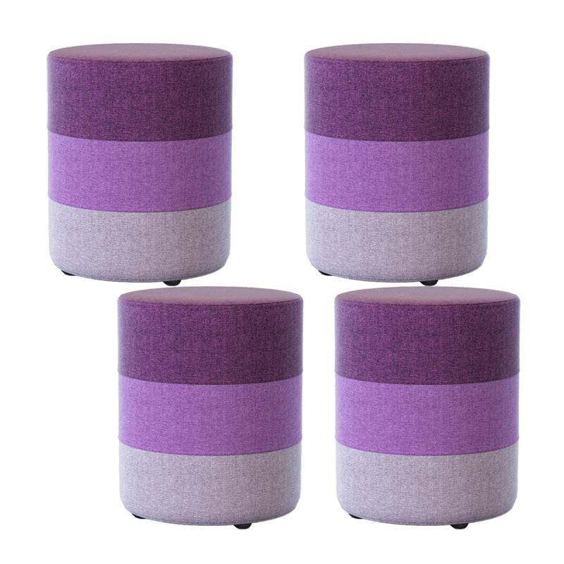 Color Panel Ottoman Removable and Washable Slipcover Modern Cotton Linen Ottoman Purple Round 4 Piece Set Clearhalo 'furn' 'furn_ottomans_poufs' 'Furniture' 'Living Room Furniture' 'Ottomans & Poufs' 'ottomans_poufs' 6537919