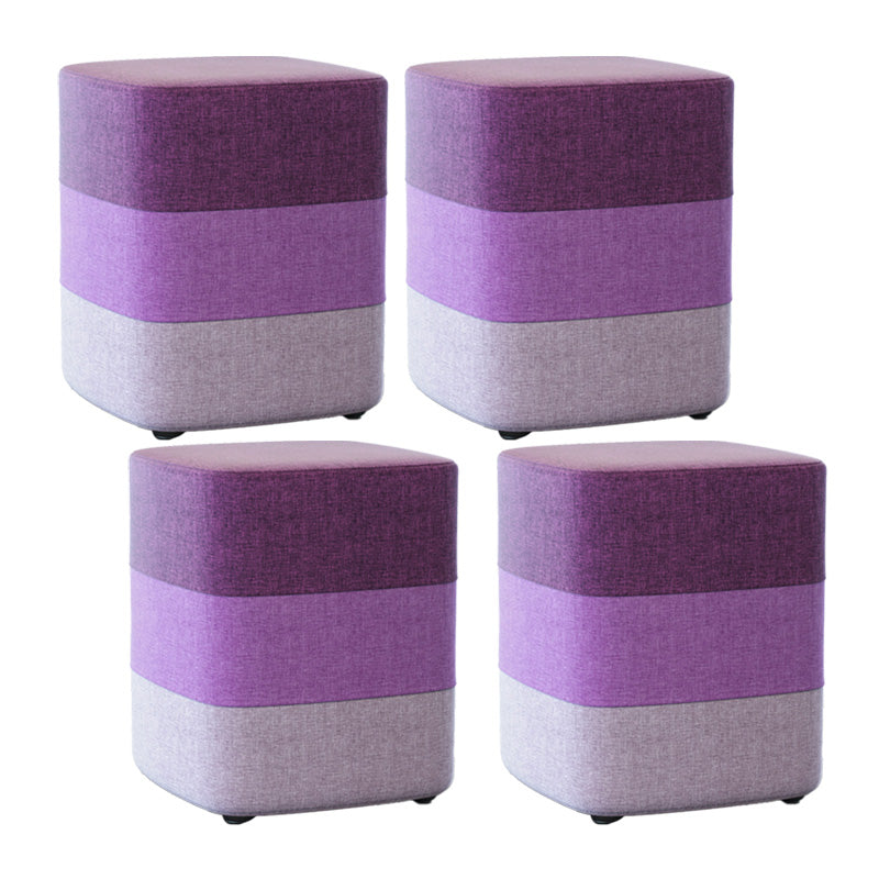 Color Panel Ottoman Removable and Washable Slipcover Modern Cotton Linen Ottoman Purple Square 4 Piece Set Clearhalo 'furn' 'furn_ottomans_poufs' 'Furniture' 'Living Room Furniture' 'Ottomans & Poufs' 'ottomans_poufs' 6537922