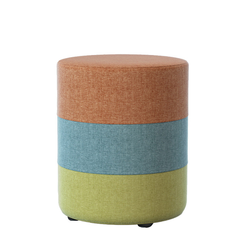 Color Panel Ottoman Removable and Washable Slipcover Modern Cotton Linen Ottoman Orange Round 1 Piece Clearhalo 'furn' 'furn_ottomans_poufs' 'Furniture' 'Living Room Furniture' 'Ottomans & Poufs' 'ottomans_poufs' 6537923