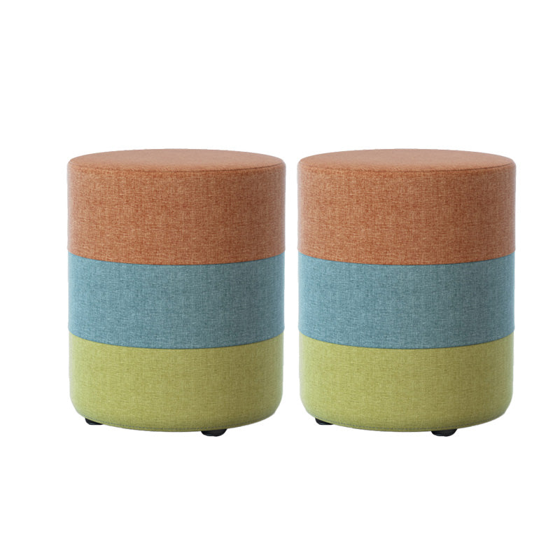 Color Panel Ottoman Removable and Washable Slipcover Modern Cotton Linen Ottoman Orange Round 2 Piece Set Clearhalo 'furn' 'furn_ottomans_poufs' 'Furniture' 'Living Room Furniture' 'Ottomans & Poufs' 'ottomans_poufs' 6537924