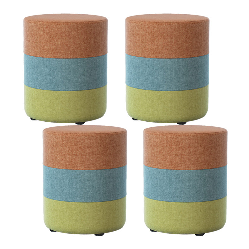 Color Panel Ottoman Removable and Washable Slipcover Modern Cotton Linen Ottoman Orange Round 4 Piece Set Clearhalo 'furn' 'furn_ottomans_poufs' 'Furniture' 'Living Room Furniture' 'Ottomans & Poufs' 'ottomans_poufs' 6537925