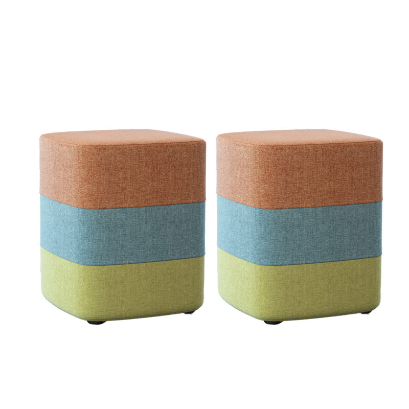 Color Panel Ottoman Removable and Washable Slipcover Modern Cotton Linen Ottoman Orange Square 2 Piece Set Clearhalo 'furn' 'furn_ottomans_poufs' 'Furniture' 'Living Room Furniture' 'Ottomans & Poufs' 'ottomans_poufs' 6537927