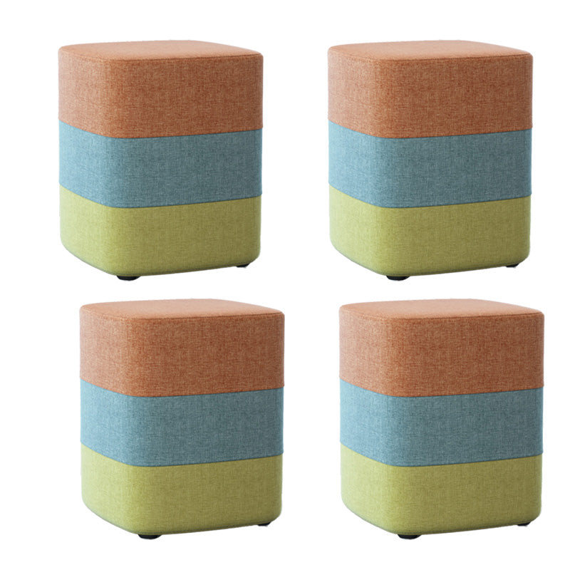 Color Panel Ottoman Removable and Washable Slipcover Modern Cotton Linen Ottoman Orange Square 4 Piece Set Clearhalo 'furn' 'furn_ottomans_poufs' 'Furniture' 'Living Room Furniture' 'Ottomans & Poufs' 'ottomans_poufs' 6537928