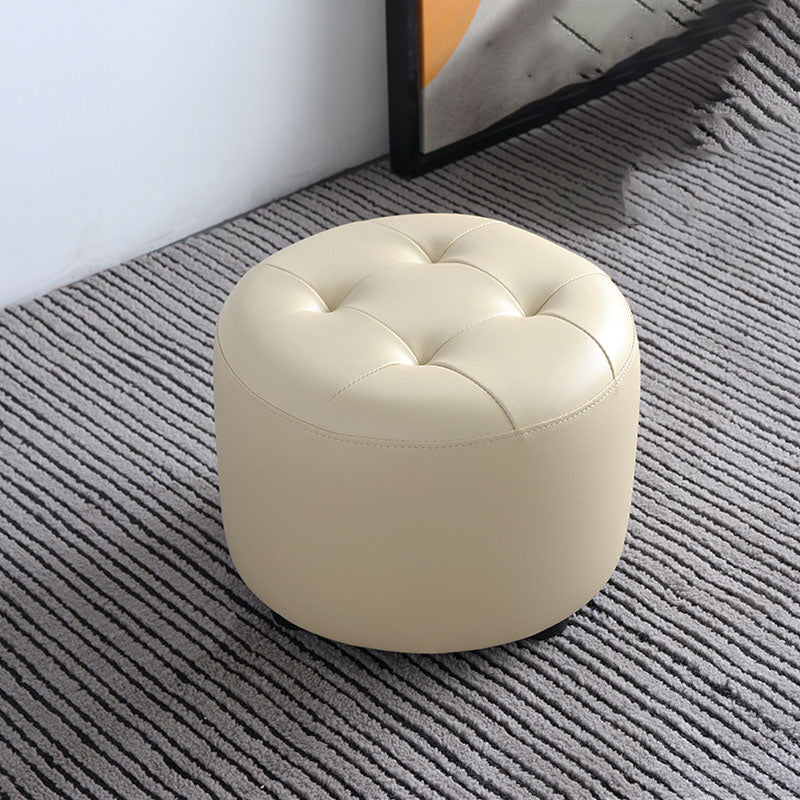 Pouf moderne du milieu du siècle Pouf Ottoman authentique en cuir rembourré de forme de cylindre tufted ottoman