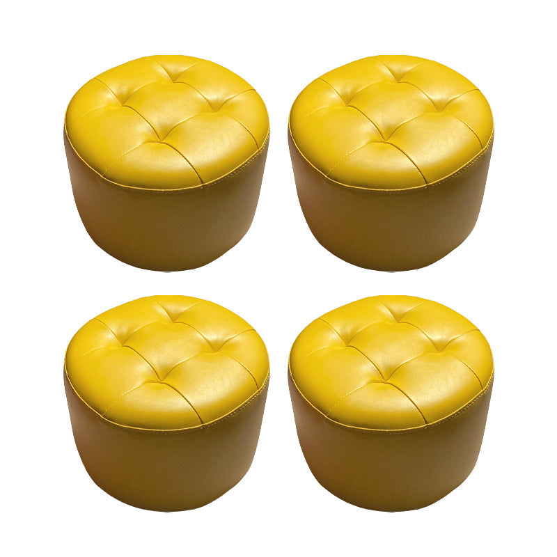 Pouf moderne du milieu du siècle Pouf Ottoman authentique en cuir rembourré de forme de cylindre tufted ottoman