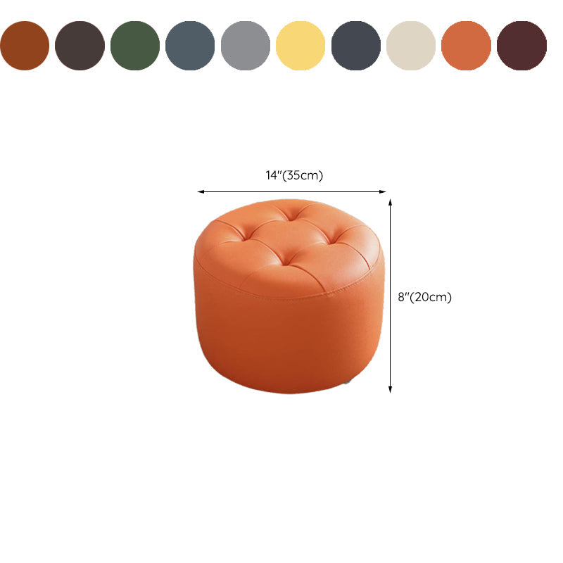 Pouf moderne du milieu du siècle Pouf Ottoman authentique en cuir rembourré de forme de cylindre tufted ottoman