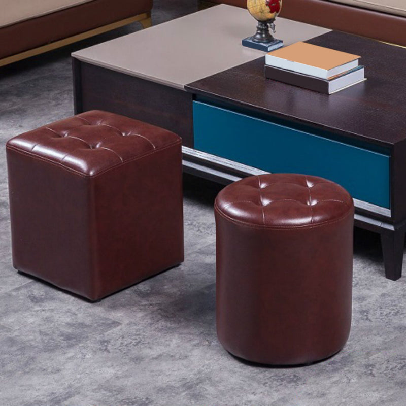 Modern Leather Pouf Water Resistant Round Pouf for Living Room Clearhalo 'furn' 'furn_ottomans_poufs' 'Furniture' 'Living Room Furniture' 'Ottomans & Poufs' 'ottomans_poufs' 6537970