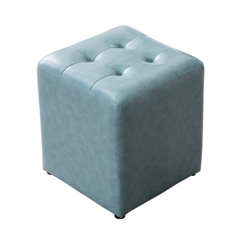 Modern Leather Pouf Water Resistant Round Pouf for Living Room Sky Blue Square 1 Piece Clearhalo 'furn' 'furn_ottomans_poufs' 'Furniture' 'Living Room Furniture' 'Ottomans & Poufs' 'ottomans_poufs' 6537971