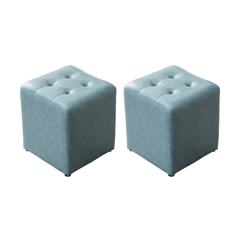 Modern Leather Pouf Water Resistant Round Pouf for Living Room Sky Blue Square 2 Piece Set Clearhalo 'furn' 'furn_ottomans_poufs' 'Furniture' 'Living Room Furniture' 'Ottomans & Poufs' 'ottomans_poufs' 6537972