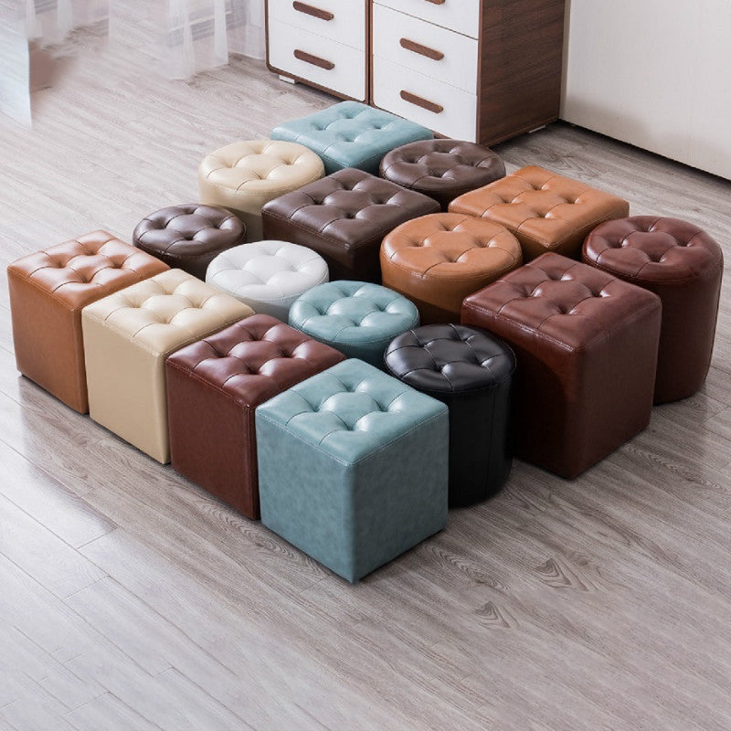 Modern Leather Pouf Water Resistant Round Pouf for Living Room Clearhalo 'furn' 'furn_ottomans_poufs' 'Furniture' 'Living Room Furniture' 'Ottomans & Poufs' 'ottomans_poufs' 6537973