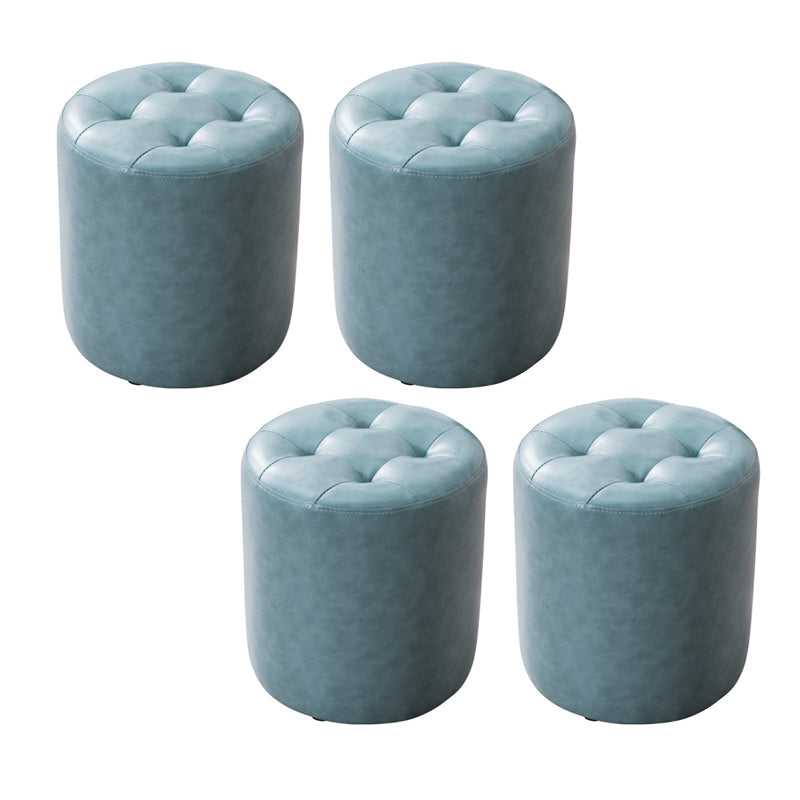 Modern Leather Pouf Water Resistant Round Pouf for Living Room Sky Blue Round 4 Piece Set Clearhalo 'furn' 'furn_ottomans_poufs' 'Furniture' 'Living Room Furniture' 'Ottomans & Poufs' 'ottomans_poufs' 6537981