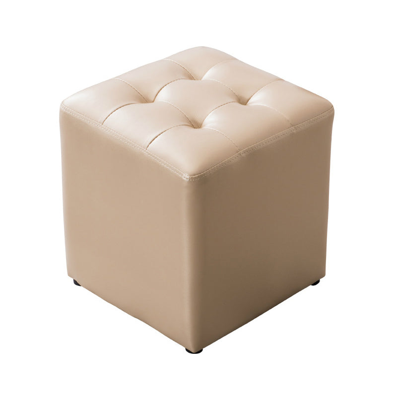 Modern Leather Pouf Water Resistant Round Pouf for Living Room Champagne Square 1 Piece Clearhalo 'furn' 'furn_ottomans_poufs' 'Furniture' 'Living Room Furniture' 'Ottomans & Poufs' 'ottomans_poufs' 6537982