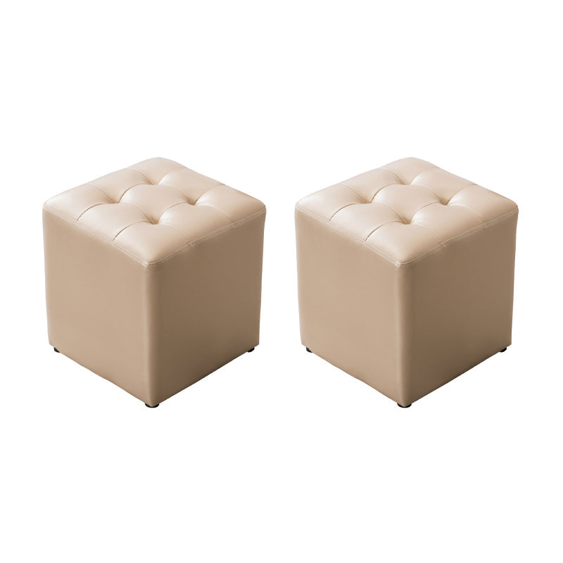 Modern Leather Pouf Water Resistant Round Pouf for Living Room Champagne Square 2 Piece Set Clearhalo 'furn' 'furn_ottomans_poufs' 'Furniture' 'Living Room Furniture' 'Ottomans & Poufs' 'ottomans_poufs' 6537985