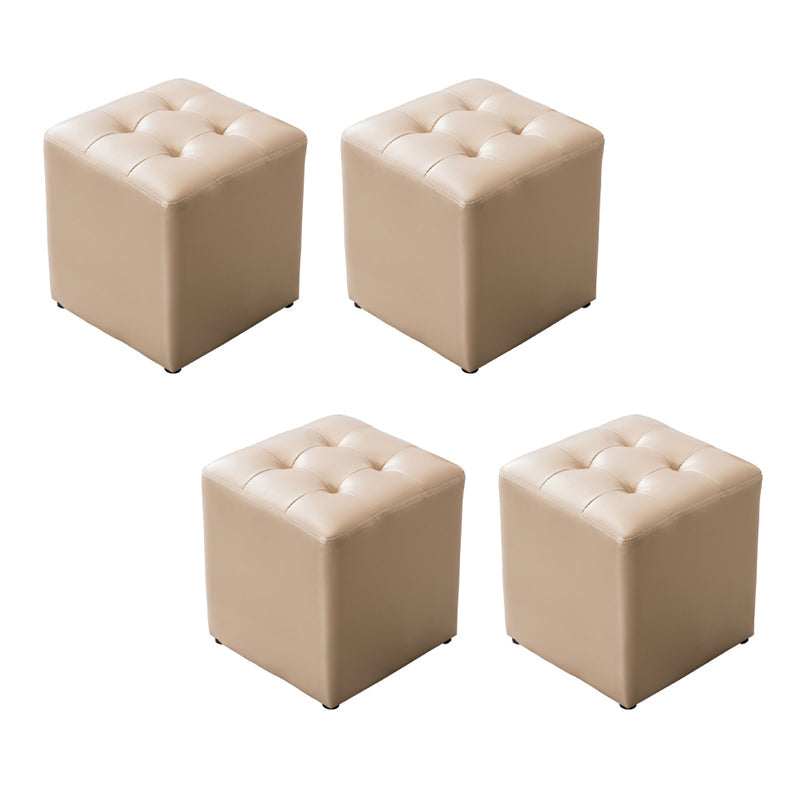 Modern Leather Pouf Water Resistant Round Pouf for Living Room Champagne Square 4 Piece Set Clearhalo 'furn' 'furn_ottomans_poufs' 'Furniture' 'Living Room Furniture' 'Ottomans & Poufs' 'ottomans_poufs' 6537987