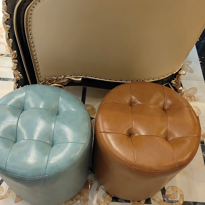 Modern Leather Pouf Water Resistant Round Pouf for Living Room Clearhalo 'furn' 'furn_ottomans_poufs' 'Furniture' 'Living Room Furniture' 'Ottomans & Poufs' 'ottomans_poufs' 6537989