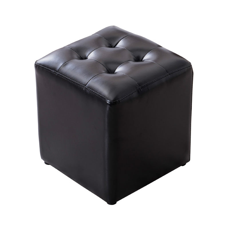 Modern Leather Pouf Water Resistant Round Pouf for Living Room Black Square 1 Piece Clearhalo 'furn' 'furn_ottomans_poufs' 'Furniture' 'Living Room Furniture' 'Ottomans & Poufs' 'ottomans_poufs' 6537994