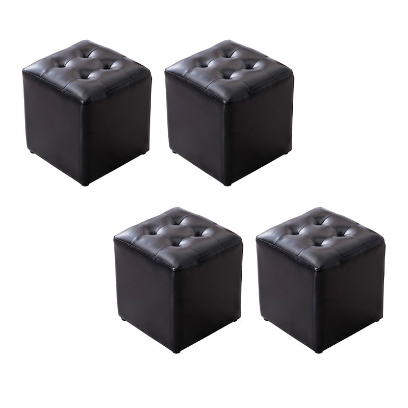 Modern Leather Pouf Water Resistant Round Pouf for Living Room Black Square 4 Piece Set Clearhalo 'furn' 'furn_ottomans_poufs' 'Furniture' 'Living Room Furniture' 'Ottomans & Poufs' 'ottomans_poufs' 6537996