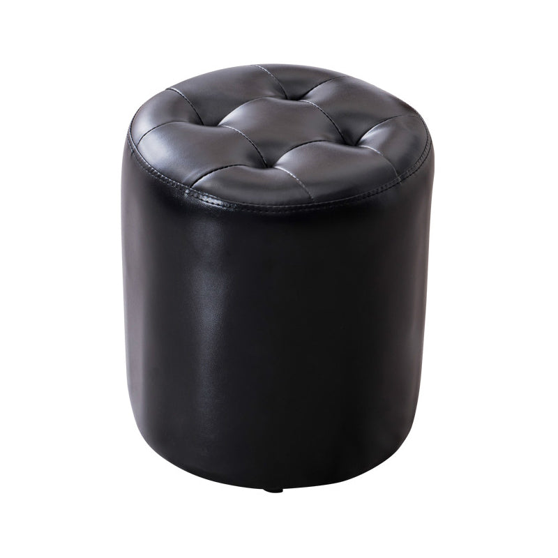 Modern Leather Pouf Water Resistant Round Pouf for Living Room Black Round 1 Piece Clearhalo 'furn' 'furn_ottomans_poufs' 'Furniture' 'Living Room Furniture' 'Ottomans & Poufs' 'ottomans_poufs' 6538000