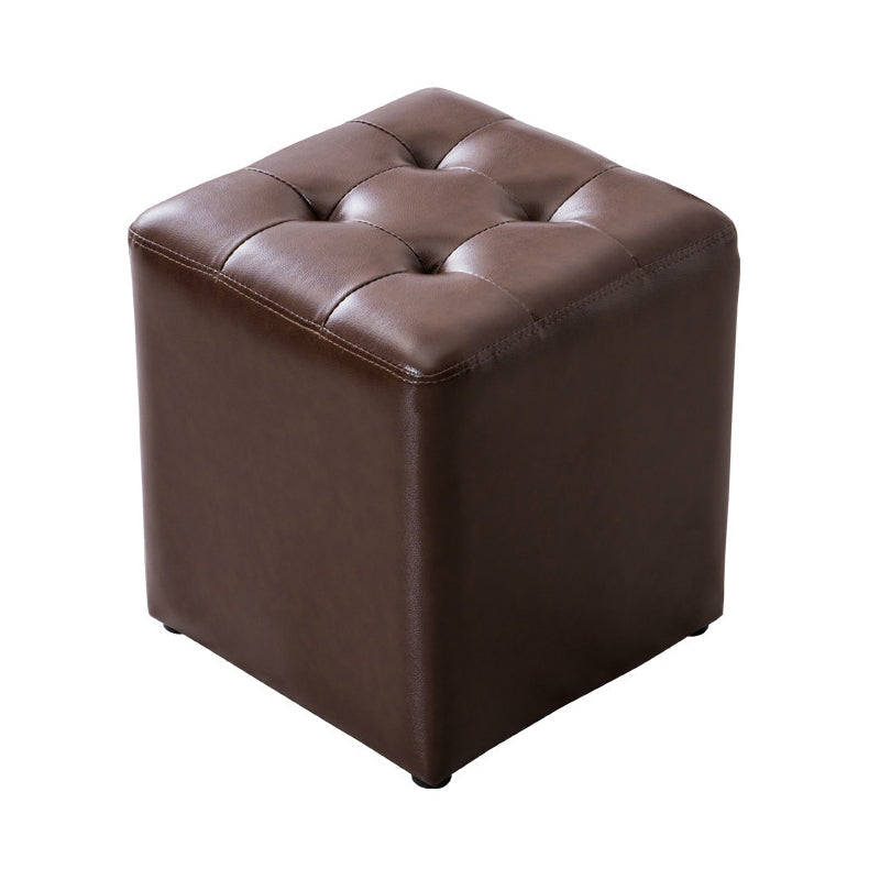 Modern Leather Pouf Water Resistant Round Pouf for Living Room Coffee Square 1 Piece Clearhalo 'furn' 'furn_ottomans_poufs' 'Furniture' 'Living Room Furniture' 'Ottomans & Poufs' 'ottomans_poufs' 6538003