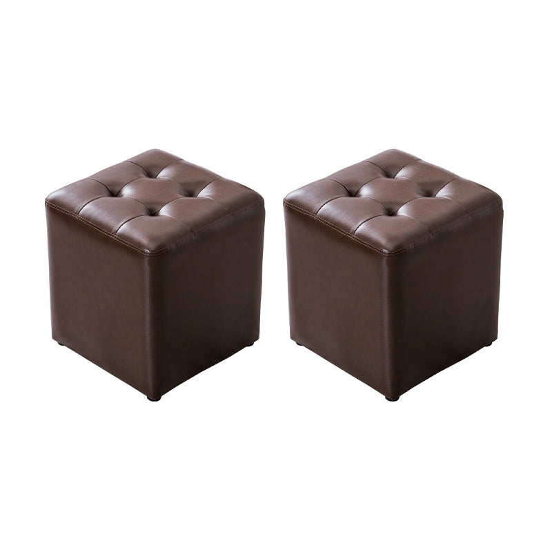 Modern Leather Pouf Water Resistant Round Pouf for Living Room Coffee Square 2 Piece Set Clearhalo 'furn' 'furn_ottomans_poufs' 'Furniture' 'Living Room Furniture' 'Ottomans & Poufs' 'ottomans_poufs' 6538004