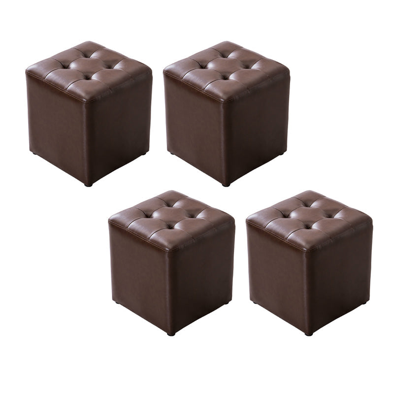 Modern Leather Pouf Water Resistant Round Pouf for Living Room Coffee Square 4 Piece Set Clearhalo 'furn' 'furn_ottomans_poufs' 'Furniture' 'Living Room Furniture' 'Ottomans & Poufs' 'ottomans_poufs' 6538005