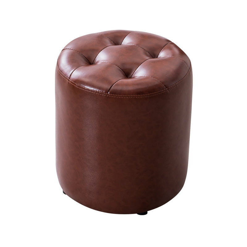 Modern Leather Pouf Water Resistant Round Pouf for Living Room Red Brown Round 1 Piece Clearhalo 'furn' 'furn_ottomans_poufs' 'Furniture' 'Living Room Furniture' 'Ottomans & Poufs' 'ottomans_poufs' 6538006