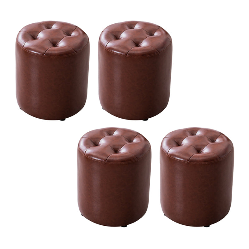 Modern Leather Pouf Water Resistant Round Pouf for Living Room Red Brown Round 4 Piece Set Clearhalo 'furn' 'furn_ottomans_poufs' 'Furniture' 'Living Room Furniture' 'Ottomans & Poufs' 'ottomans_poufs' 6538008
